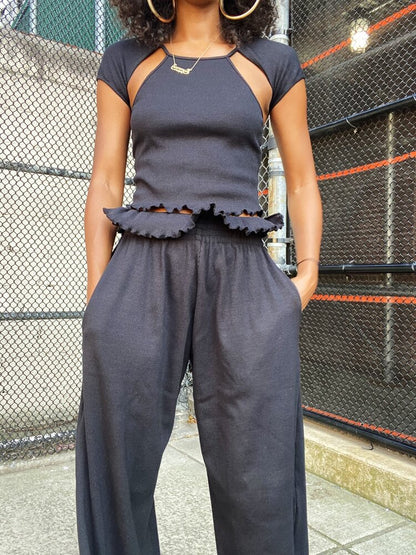 KENNY WIDE LEG PANTS BLACK