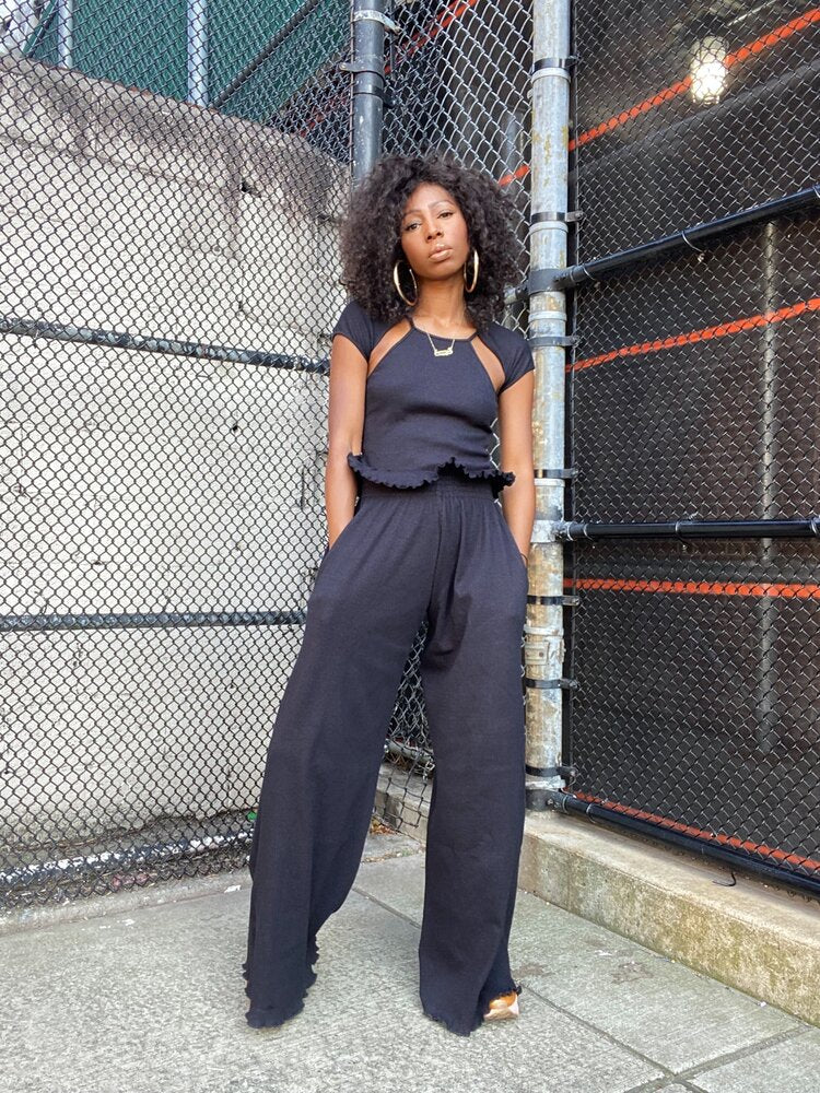 KENNY WIDE LEG PANTS BLACK