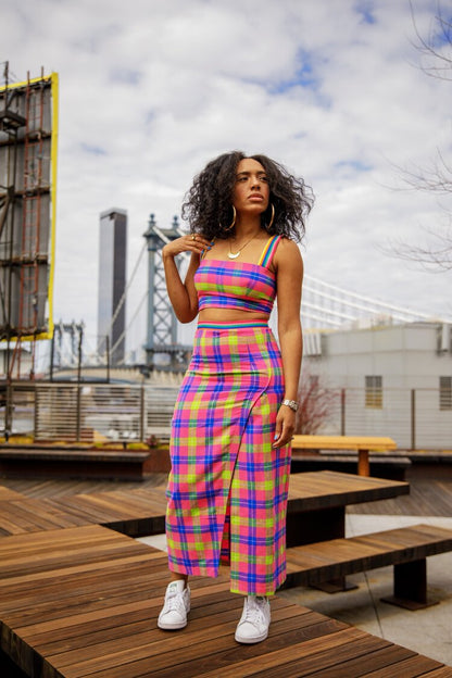 6TH AVE: SKIRT PINK PLAID