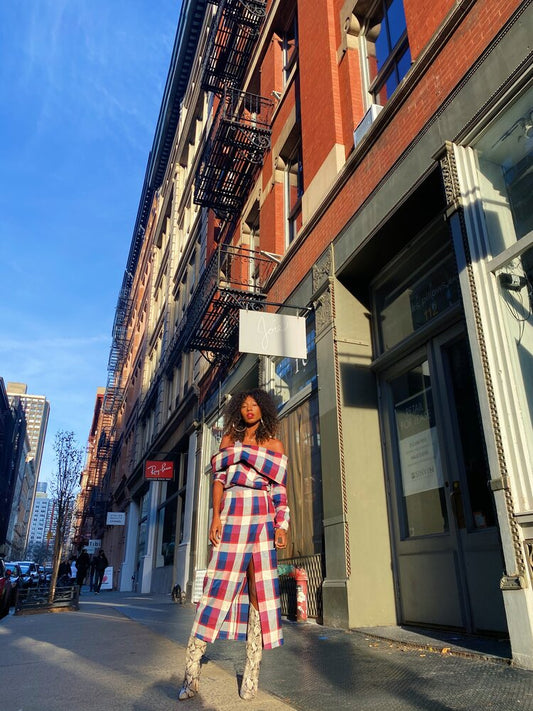 6TH AVE: SKIRT NAVY PLAID